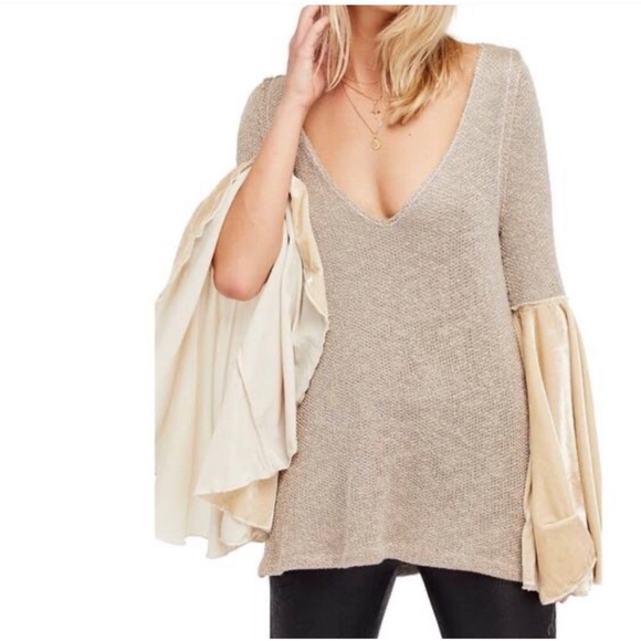 Free people celestial metallic bell sleeve sweater - Picture 3 of 7